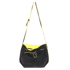 Carry Me black & yellow faux leather purse